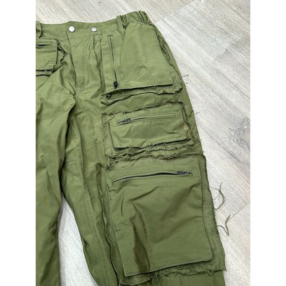 Andersson Bell Mens Multi Pocket Raw Edge Trouser Pants Army Green Cargo Size 46 - Picture 6 of 15